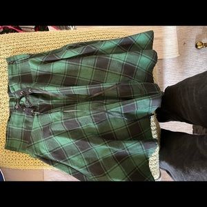 Green Plaid High Rise Skirt with Tie